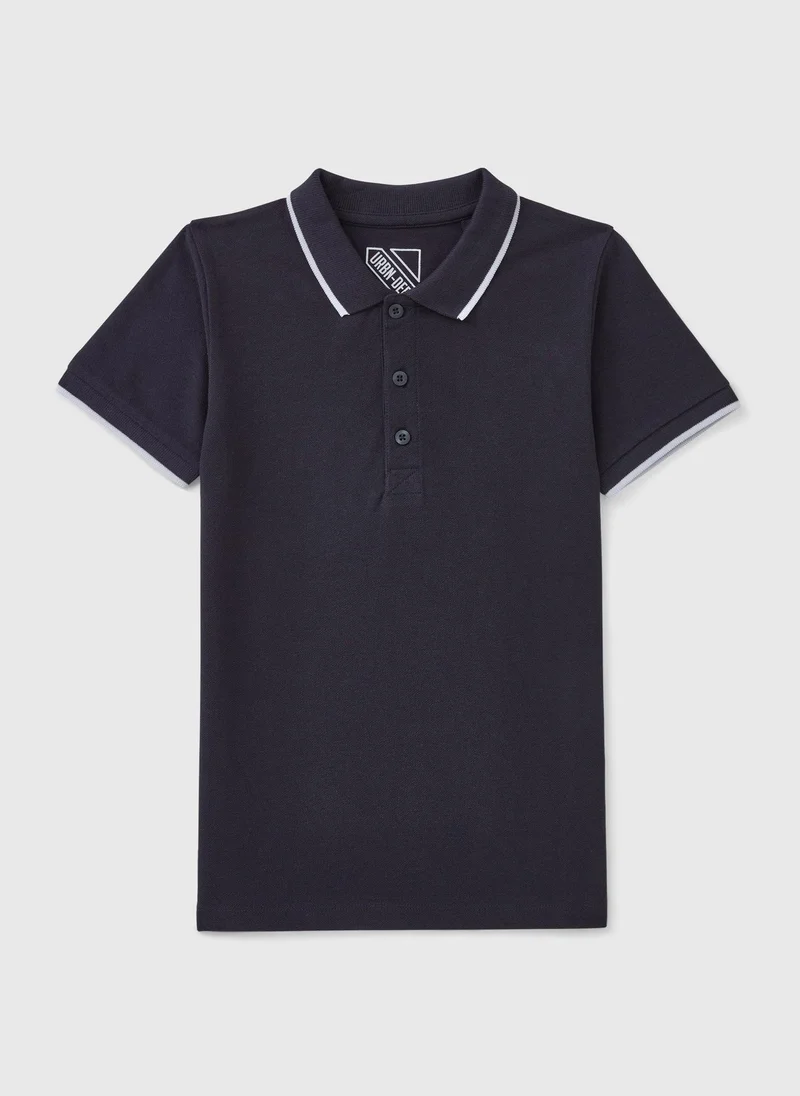 Matalan Boys Navy Tipped Polo